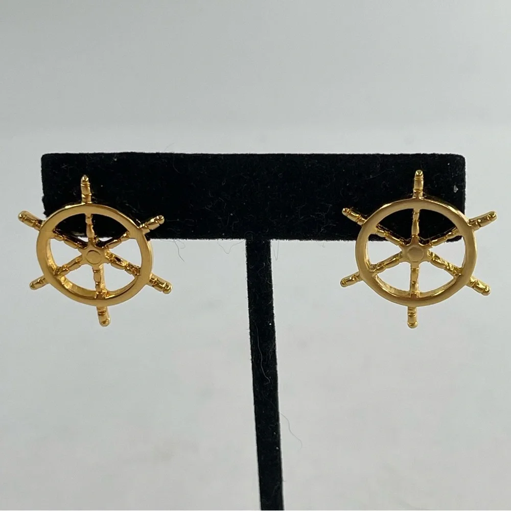 Lot of 7-Variety of Gold-Tone Pierced Earrings (Monet, Robert Verdi Type Brands)